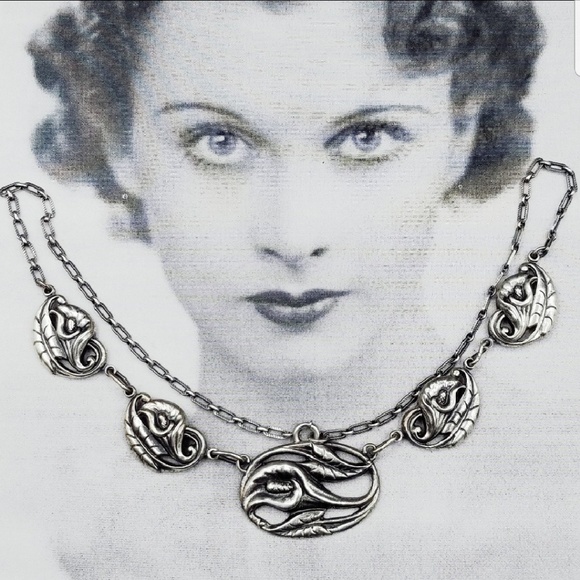 Vintage Jewelry - Vintage Sterling Danecraft Calla lily necklace